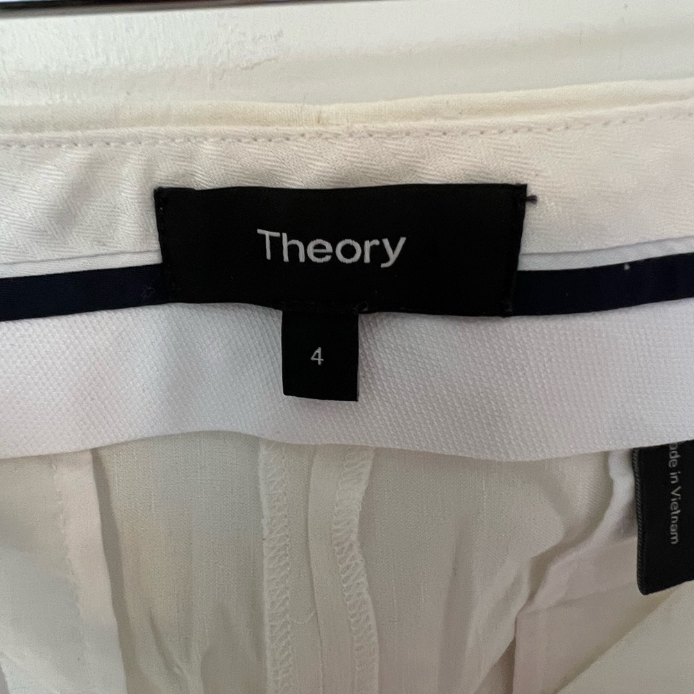 Theory Flat Front Linen Women’s Pants - Picture 2 of 6